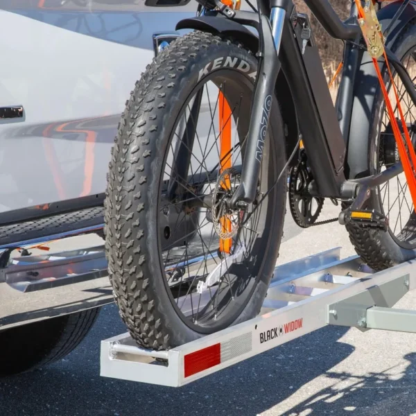 Aluminum e-Bike or Fat Tire Bike Carrier with Roll-On Roll-Off Ramp, 400 lb. Capacity, 2" Steel Hitch Tube, 5.5" Track - Image 6
