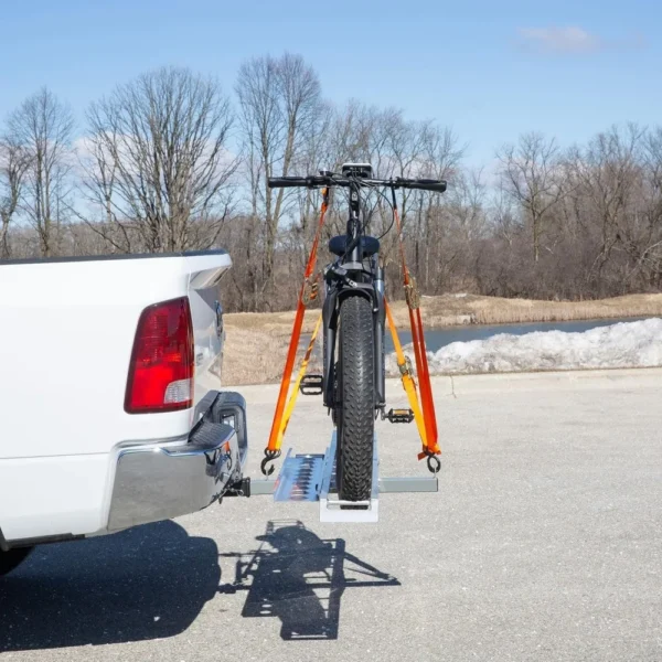 Aluminum e-Bike or Fat Tire Bike Carrier with Roll-On Roll-Off Ramp, 400 lb. Capacity, 2" Steel Hitch Tube, 5.5" Track - Image 4
